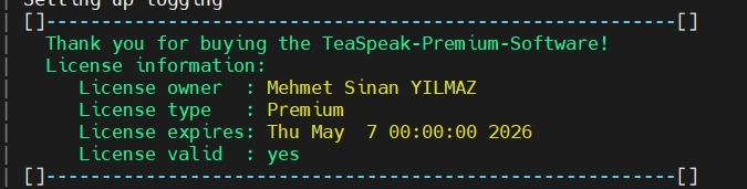 TeaSpeak Premium Key Lisans Örneği